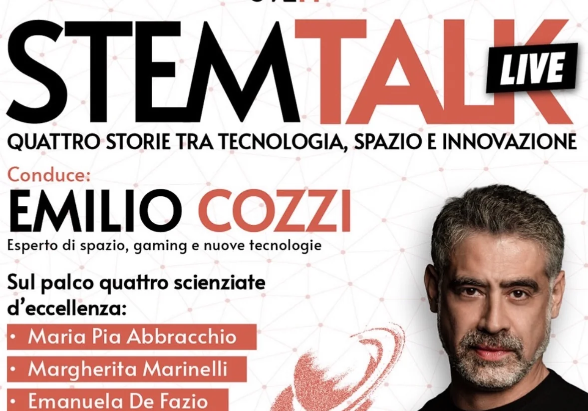 Locandina di STEM Talk Live, condotto da Emilio Cozzi